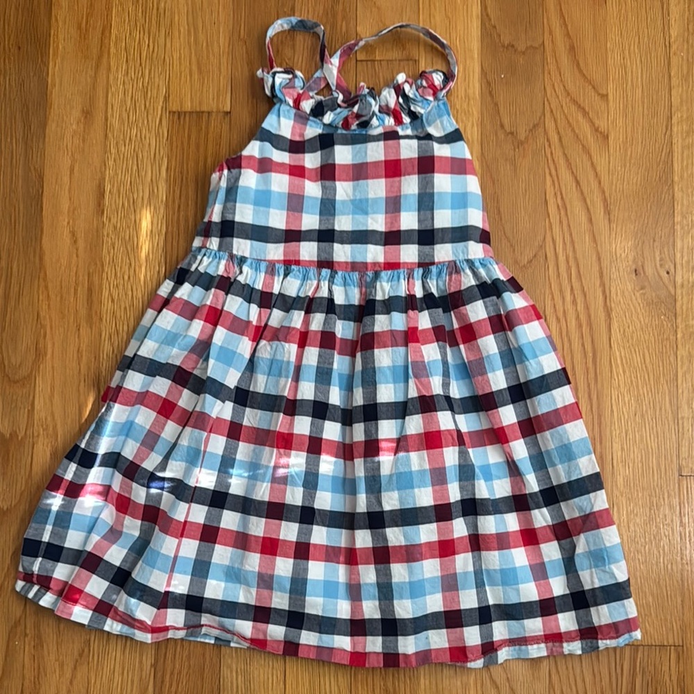 Plaid Kids Dress - Red, Blue, and White